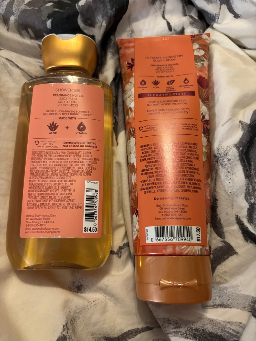 Bath & Body Works Fall In Bloom Peach & Gold Shower Gel and Body Cream